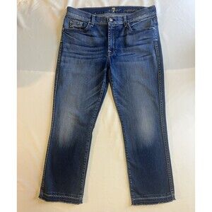 Seven 7 For All Mankind Woman’s Cropped Boot Cut Jeans Sz 32 Blue Medium Wash